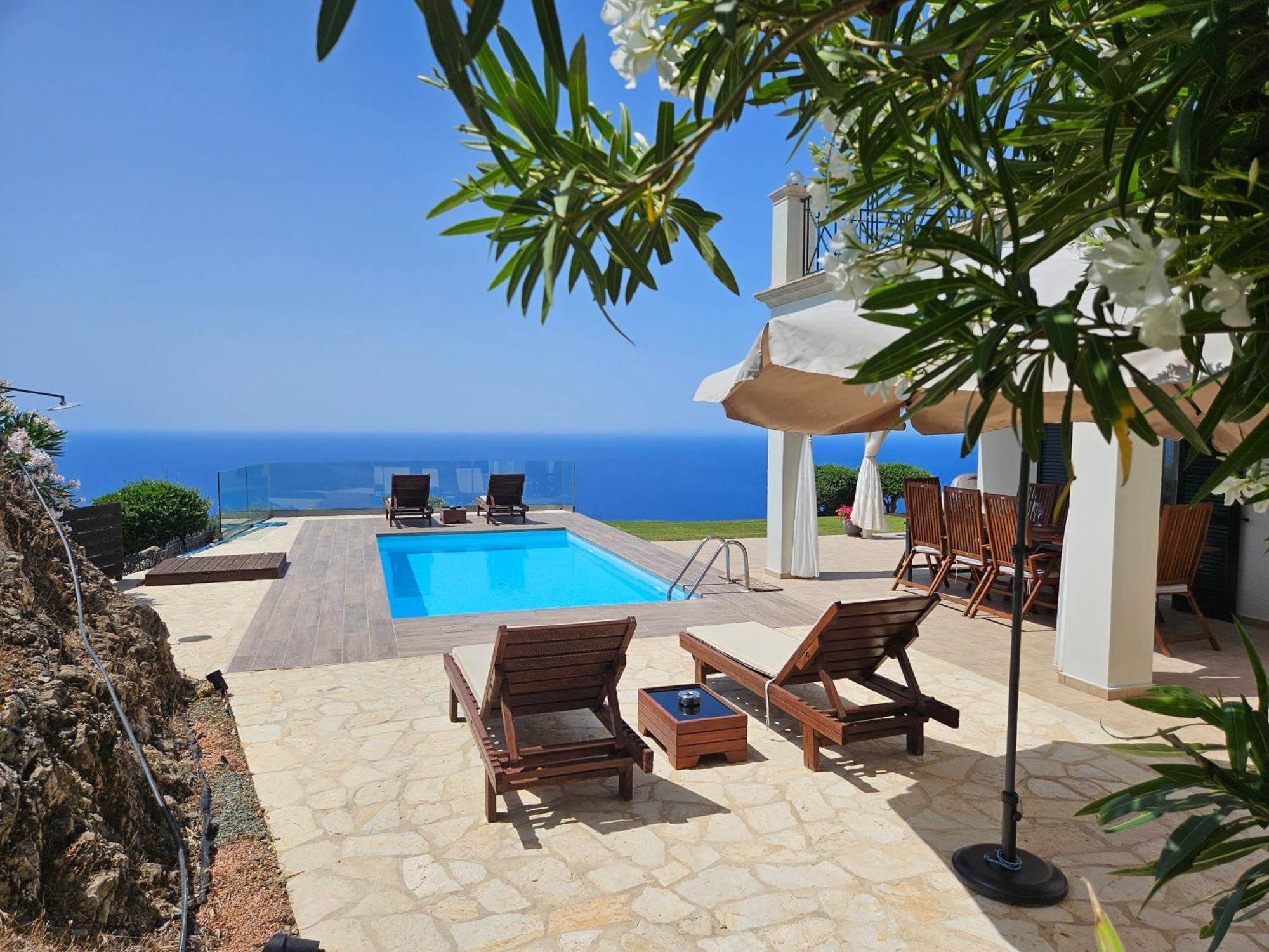 Villa Vardia-Amazing Seaviews With Heated Pool Sinarades ภายนอก รูปภาพ