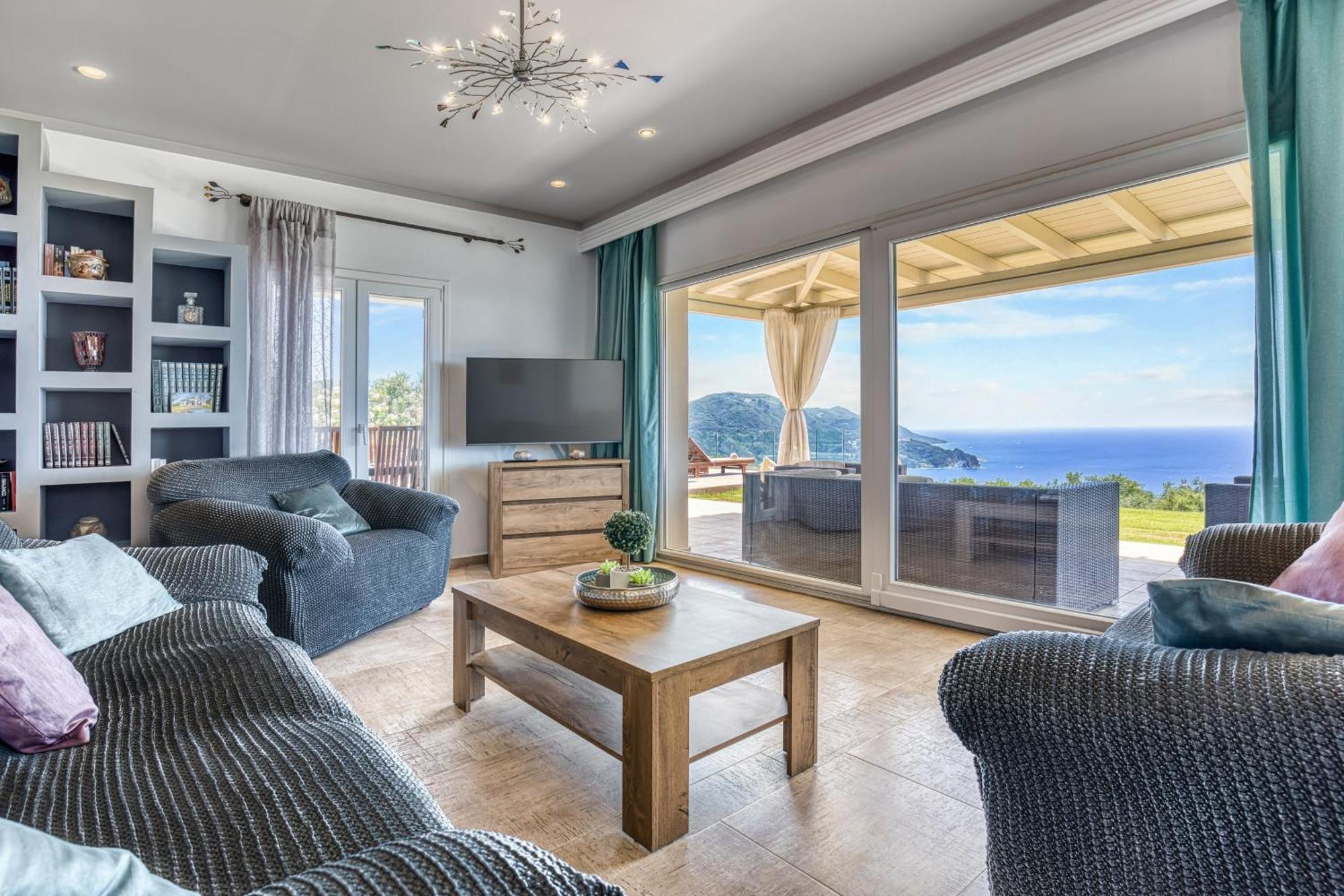 Villa Vardia-Amazing Seaviews With Heated Pool Sinarades ภายนอก รูปภาพ